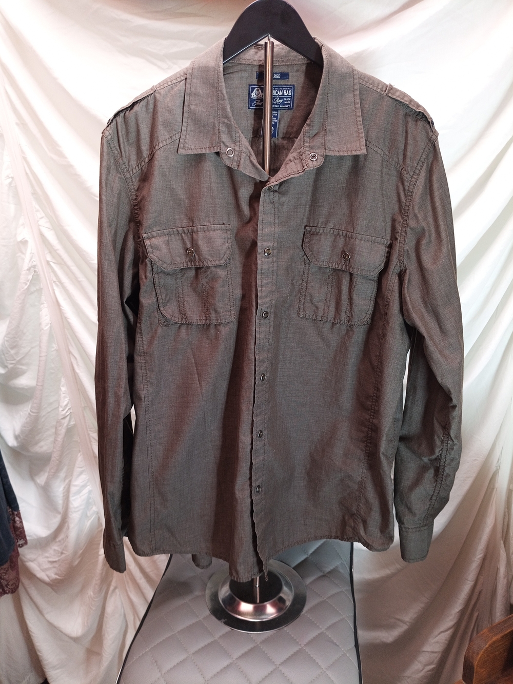 American Rag Men's Brown Button-Down Casual Shirt